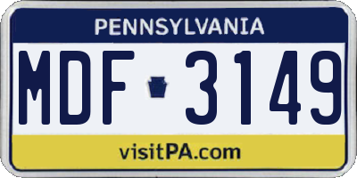 PA license plate MDF3149