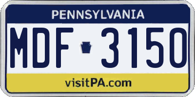 PA license plate MDF3150