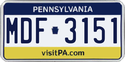 PA license plate MDF3151