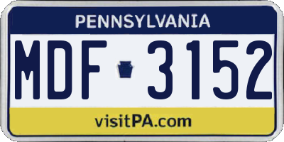 PA license plate MDF3152