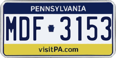 PA license plate MDF3153