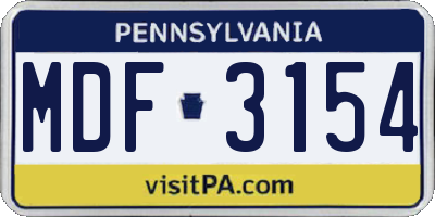 PA license plate MDF3154