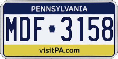 PA license plate MDF3158
