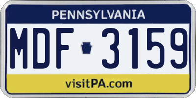 PA license plate MDF3159
