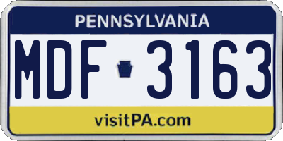 PA license plate MDF3163