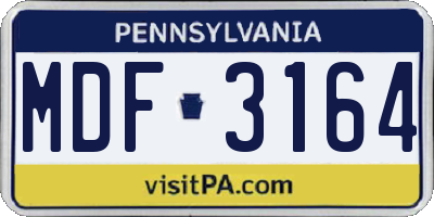 PA license plate MDF3164