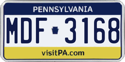 PA license plate MDF3168