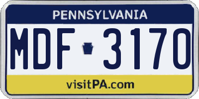 PA license plate MDF3170