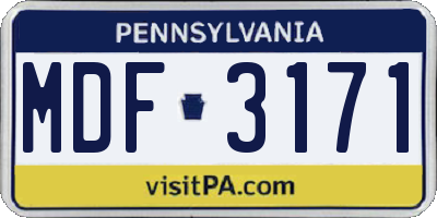 PA license plate MDF3171