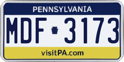 PA license plate MDF3173