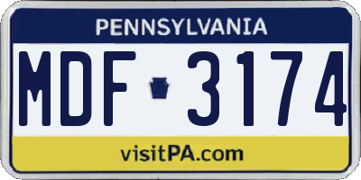 PA license plate MDF3174