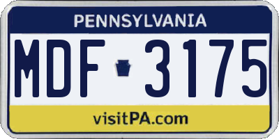 PA license plate MDF3175