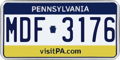 PA license plate MDF3176