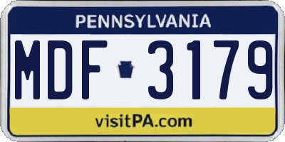 PA license plate MDF3179