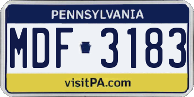 PA license plate MDF3183