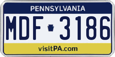 PA license plate MDF3186