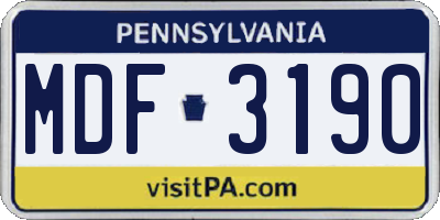 PA license plate MDF3190