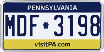 PA license plate MDF3198