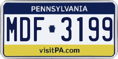 PA license plate MDF3199