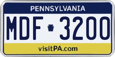 PA license plate MDF3200