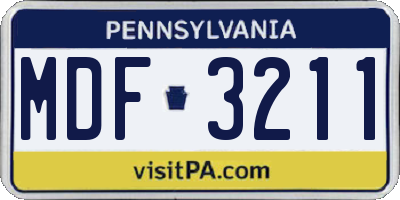 PA license plate MDF3211
