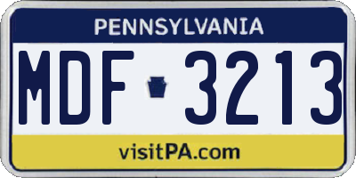 PA license plate MDF3213