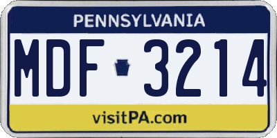 PA license plate MDF3214