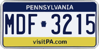 PA license plate MDF3215