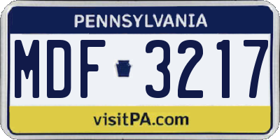 PA license plate MDF3217