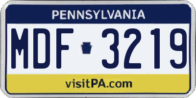 PA license plate MDF3219