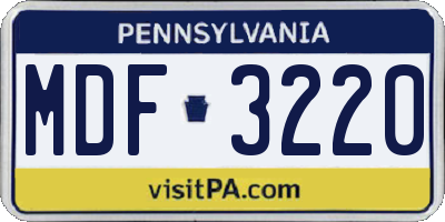 PA license plate MDF3220