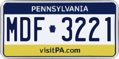 PA license plate MDF3221