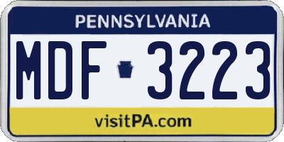 PA license plate MDF3223