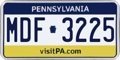 PA license plate MDF3225