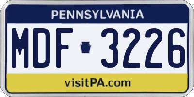 PA license plate MDF3226