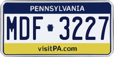 PA license plate MDF3227