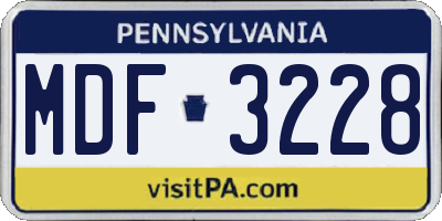 PA license plate MDF3228