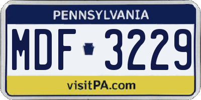 PA license plate MDF3229