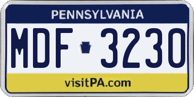 PA license plate MDF3230