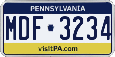 PA license plate MDF3234
