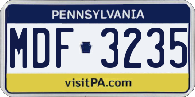 PA license plate MDF3235