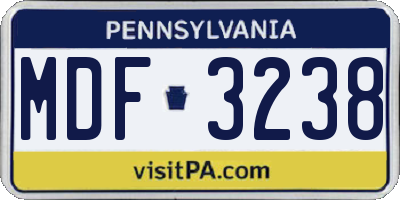 PA license plate MDF3238