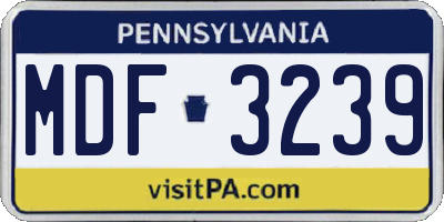 PA license plate MDF3239
