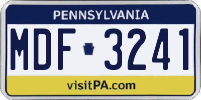 PA license plate MDF3241