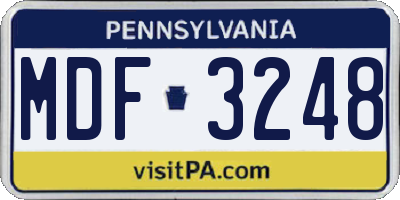 PA license plate MDF3248