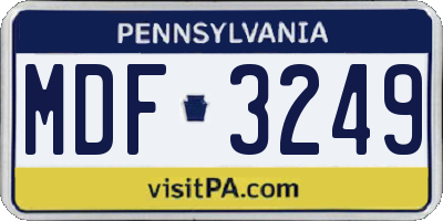 PA license plate MDF3249