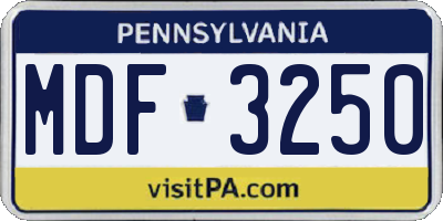 PA license plate MDF3250