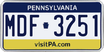 PA license plate MDF3251