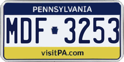 PA license plate MDF3253