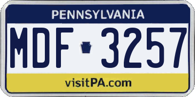 PA license plate MDF3257